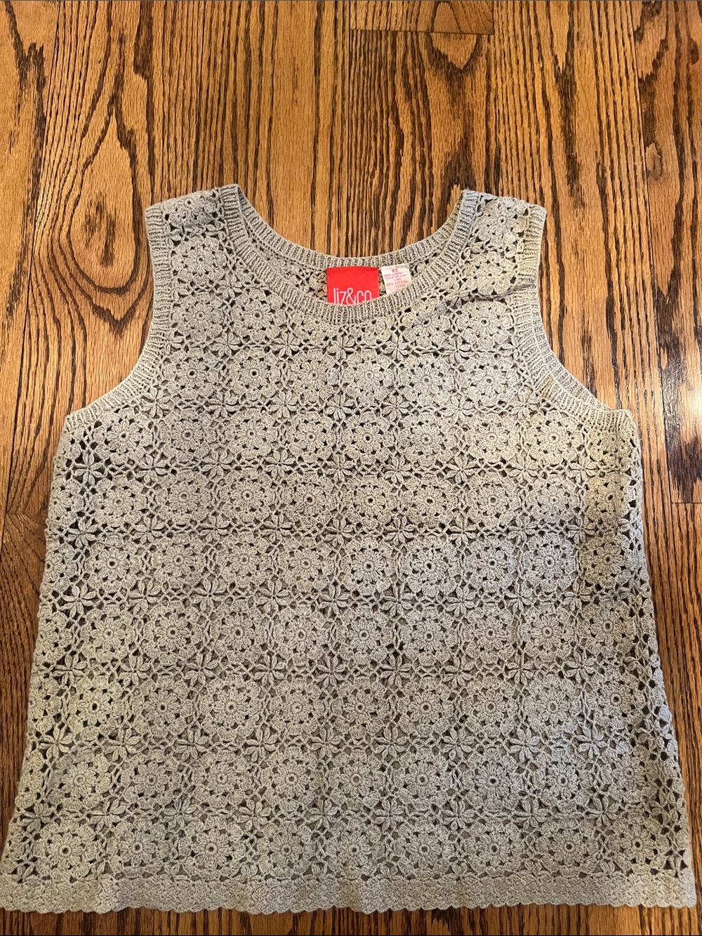 liz & co. Cream Crochet Tank Top